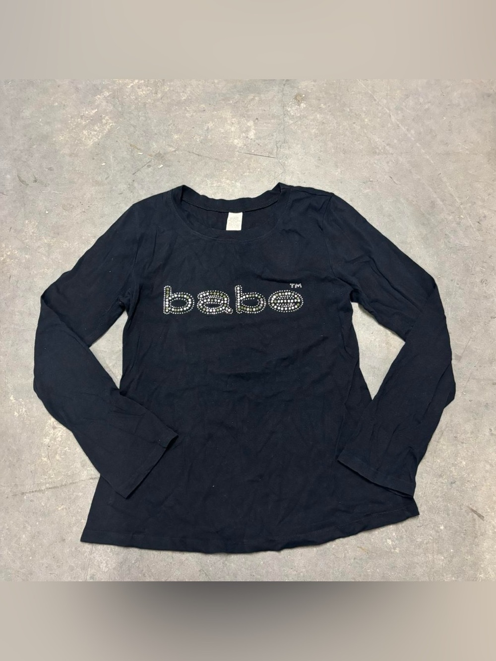Vintage Y2K Rhinestone Bebe Long Sleeve Top 
Made in USA Paper Tag